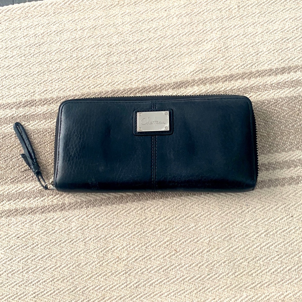 Cole Haan Black Leather Zippered Wallet Clutch